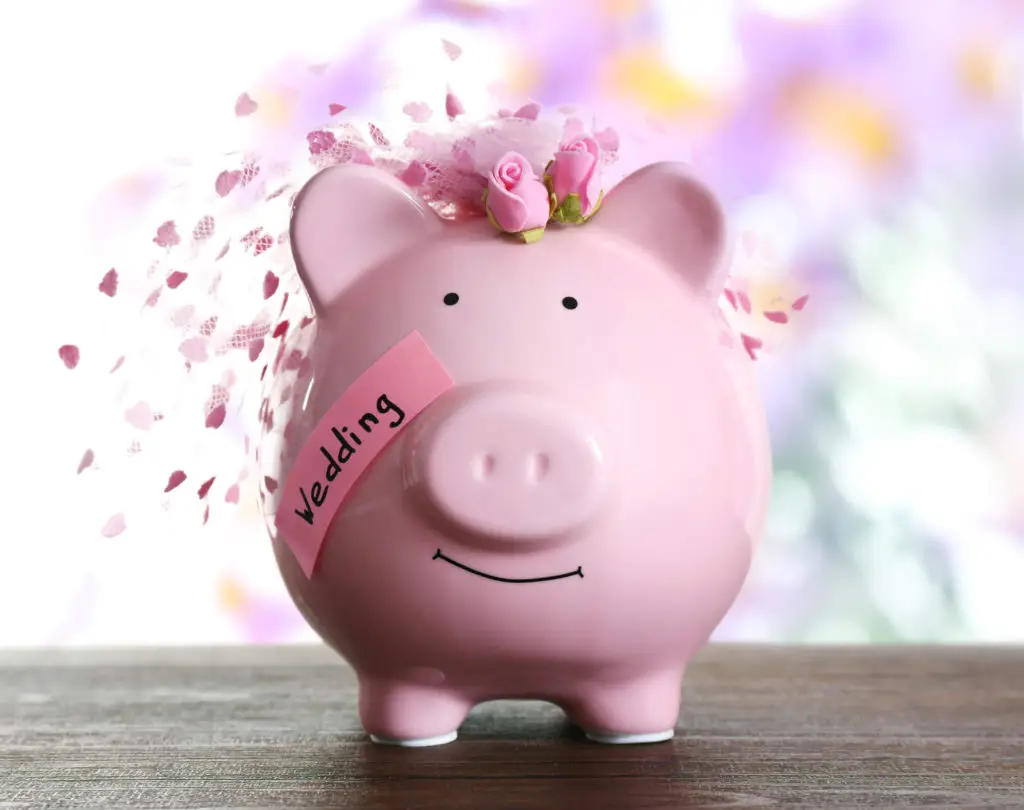 piggy bank with wedding sticker